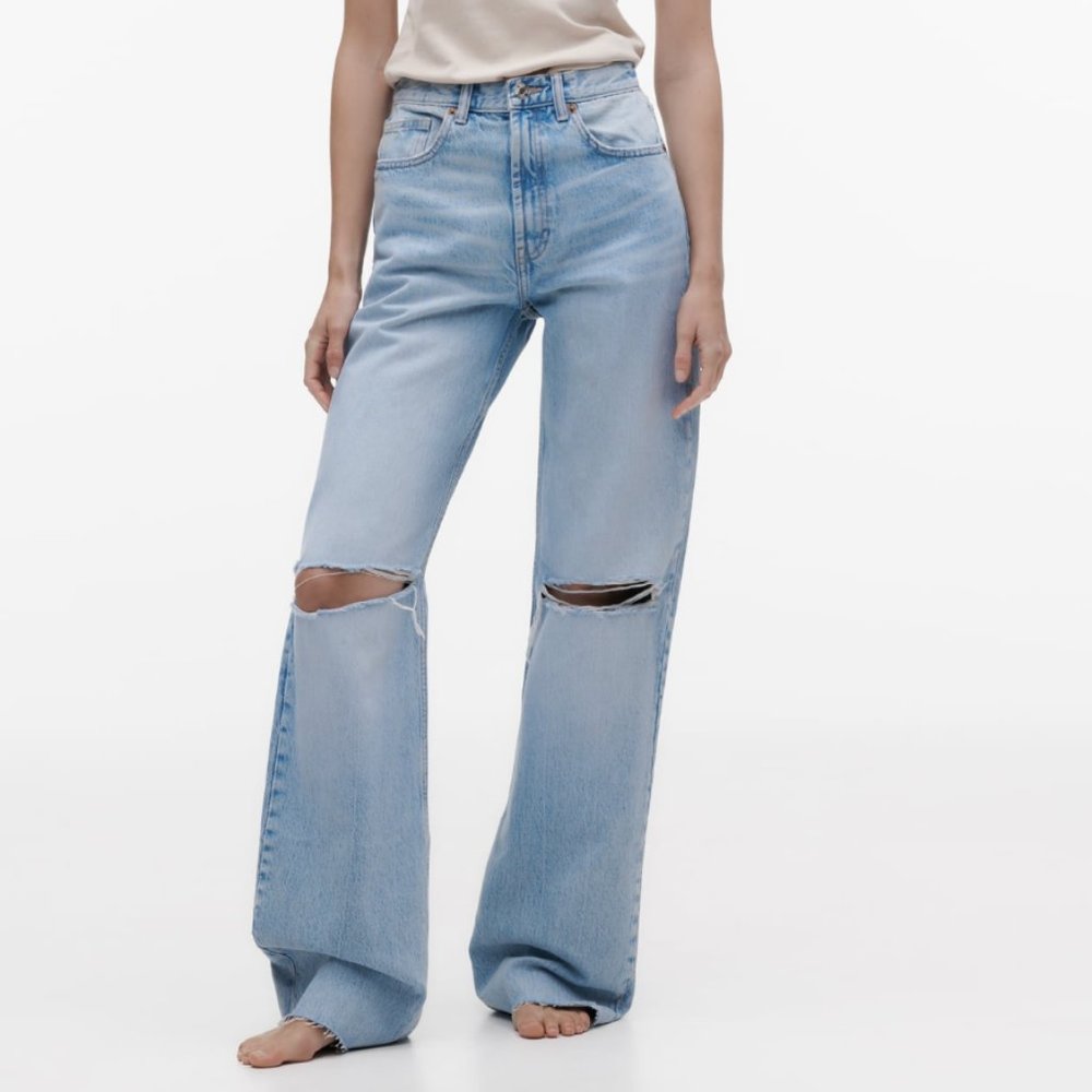Zara Ripped High Rise Wide Leg Jean- Size 2 (height 5'0- 5'4)